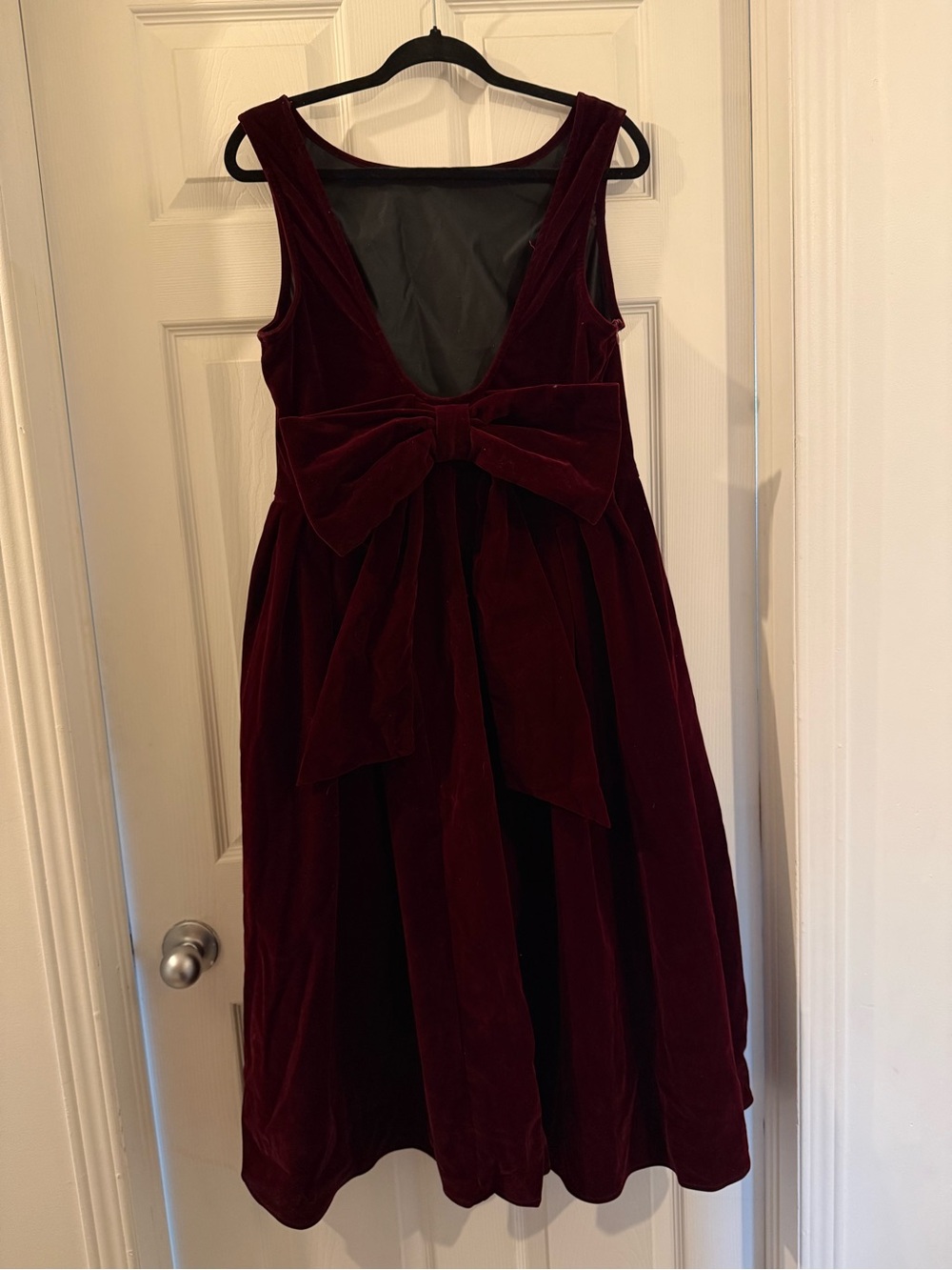 Cider Velvet Midi Dress in Deep Burgundy with Bow